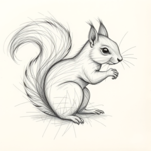 Chaotic Graphite Pencil Sketch Squirrel Tattoo