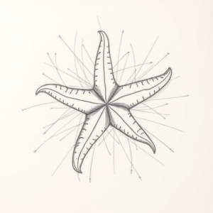 Chaotic Graphite Pencil Sketch Starfish Tattoo