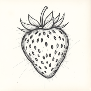 Chaotic Graphite Pencil Sketch Strawberry Tattoo