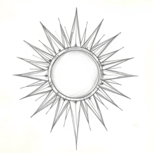 Chaotic Graphite Pencil Sketch Sun Tattoo