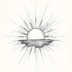 Chaotic Graphite Pencil Sketch Sunrise Tattoo