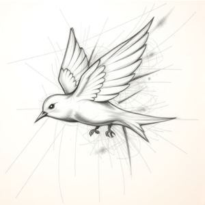Chaotic Graphite Pencil Sketch Swallow Tattoo