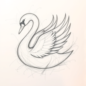 Chaotic Graphite Pencil Sketch Swan Tattoo