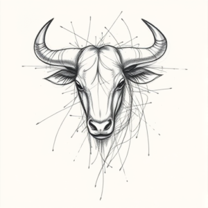 Chaotic Graphite Pencil Sketch Taurus Tattoo