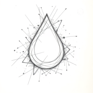 Chaotic Graphite Pencil Sketch Teardrop Tattoo