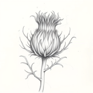 Chaotic Graphite Pencil Sketch Thistle Tattoo