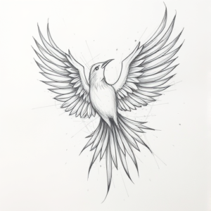 Chaotic Graphite Pencil Sketch Thunderbird Tattoo