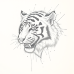 Chaotic Graphite Pencil Sketch Tiger Tattoo