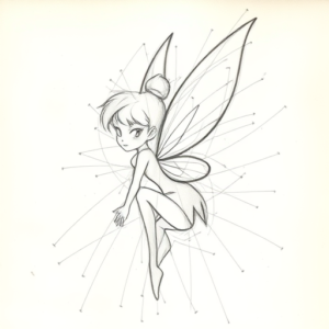 Chaotic Graphite Pencil Sketch Tinkerbell Tattoo