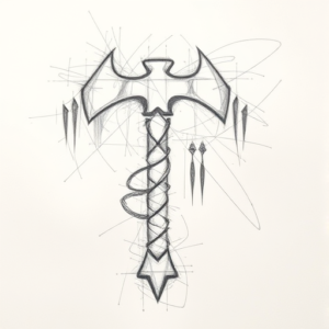 Chaotic Graphite Pencil Sketch Tomahawk Tattoo