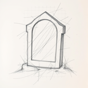 Chaotic Graphite Pencil Sketch Tombstone Tattoo