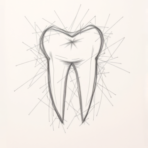 Chaotic Graphite Pencil Sketch Tooth Tattoo