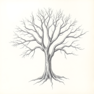 Chaotic Graphite Pencil Sketch Tree Tattoo