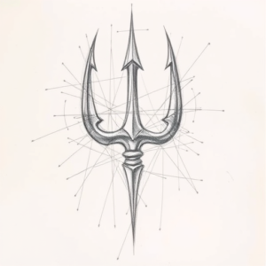 Chaotic Graphite Pencil Sketch Trident Tattoo