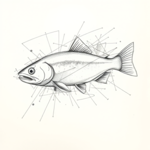 Chaotic Graphite Pencil Sketch Trout Tattoo