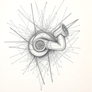 Chaotic Graphite Pencil Sketch Turbo Tattoo