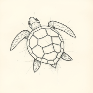 Chaotic Graphite Pencil Sketch Turtle Tattoo