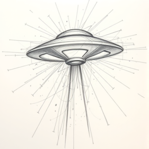 Chaotic Graphite Pencil Sketch Ufo Tattoo