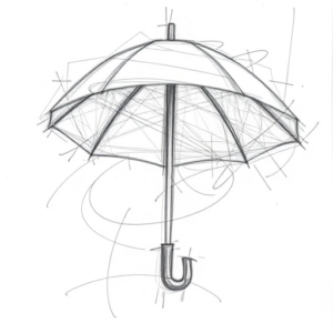 Chaotic Graphite Pencil Sketch Umbrella Tattoo