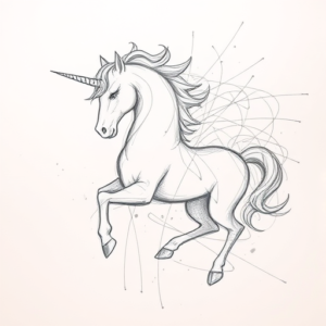 Chaotic Graphite Pencil Sketch Unicorn Tattoo
