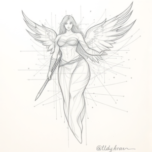 Chaotic Graphite Pencil Sketch Valkyrie Tattoo