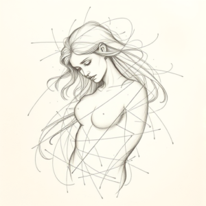 Chaotic Graphite Pencil Sketch Venus Tattoo
