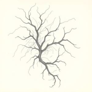 Chaotic Graphite Pencil Sketch Vine Tattoo