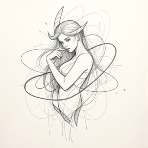 Chaotic Graphite Pencil Sketch Virgo Tattoo