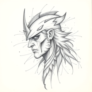 Chaotic Graphite Pencil Sketch Warrior Tattoo