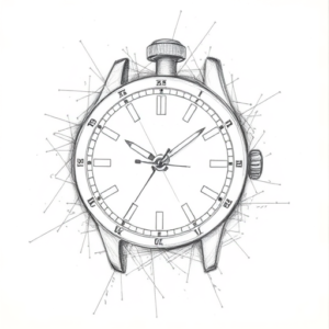 Chaotic Graphite Pencil Sketch Watch Tattoo