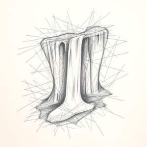 Chaotic Graphite Pencil Sketch Waterfall Tattoo