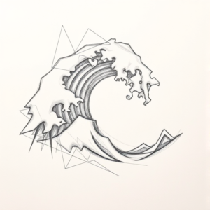 Chaotic Graphite Pencil Sketch Wave Tattoo