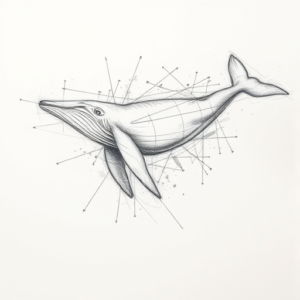 Chaotic Graphite Pencil Sketch Whale Tattoo