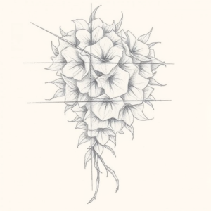 Chaotic Graphite Pencil Sketch Wisteria Tattoo