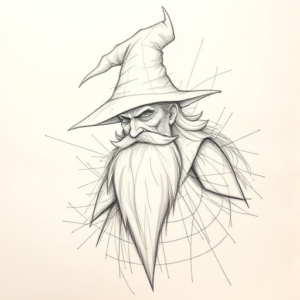 Chaotic Graphite Pencil Sketch Wizard Tattoo