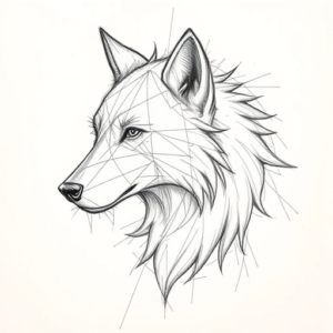 Chaotic Graphite Pencil Sketch Wolf Tattoo