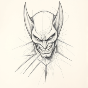 Chaotic Graphite Pencil Sketch Wolverine Tattoo