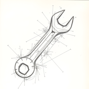 Chaotic Graphite Pencil Sketch Wrench Tattoo