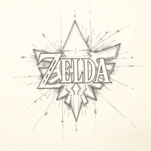 Chaotic Graphite Pencil Sketch Zelda Tattoo