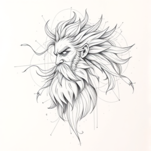 Chaotic Graphite Pencil Sketch Zeus Tattoo