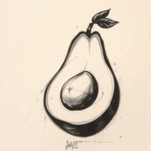Charcoal Avocado Tattoo