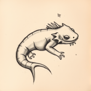 Charcoal Axolotl Tattoo