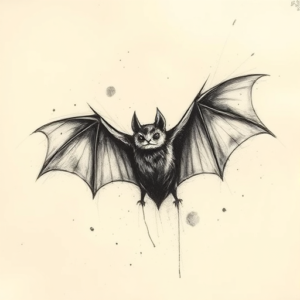 Charcoal Bat Tattoo