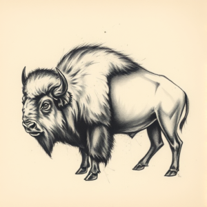 Charcoal Bison Tattoo