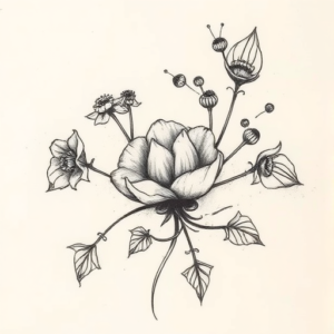 Charcoal Botanical Tattoo