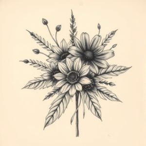 Charcoal Bouquet Tattoo