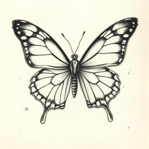 Charcoal Butterfly Tattoo