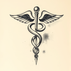 Charcoal Caduceus Tattoo