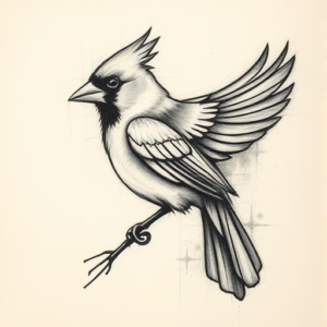 Charcoal Cardinal Tattoo