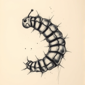 Charcoal Caterpillar Tattoo